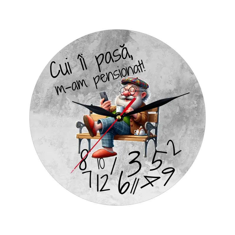 Cui ii pasa m-am pensionat, ceas lemn de perete, model 14